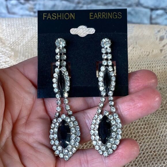 Vintage 90s Rhinestone Dangling Earrings Accessories for Women - Picture 1 of 4